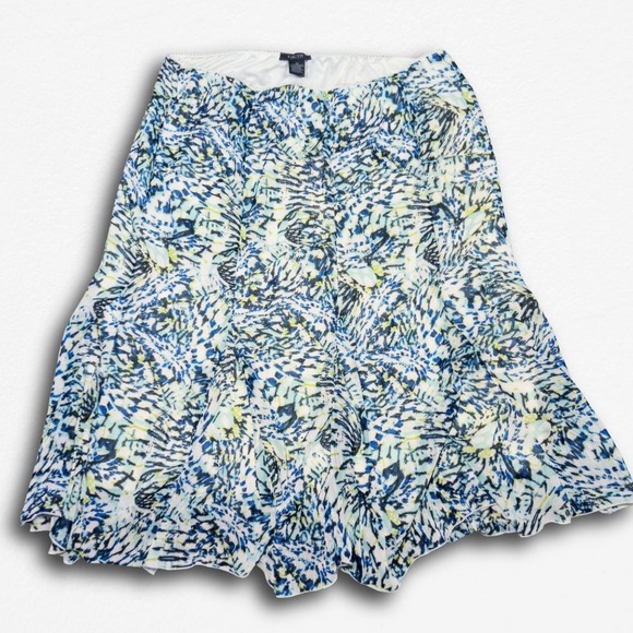 Elementz Dresses & Skirts - Elementz Women XL Blue Abstract Print Flared Midi Skirt Elastic Waist Chiffon